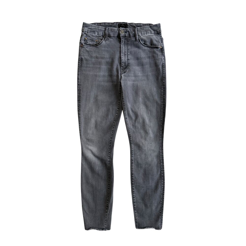 Mother Jeans High Waisted Looker Ankle Fray Black Stretch Denim USA Womens 27